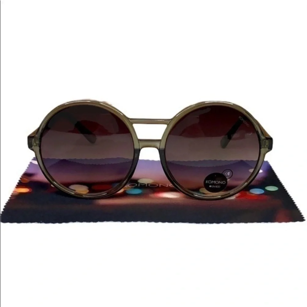 KOMONO Coco Black Smoke Sunglasses NEW Oversized Round